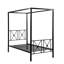 Lit à baldaquin simple avec finition noire et cadre en métal moderne traditionnel 1pc, lit plat, cadre de lit -32735734