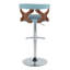 Tabouret de bar réglable de style Mid-Century avec pivot en métal chromé, bois de noyer et tissu sarcelle avec repose-pieds arrondi en T par - ensemble de 3
