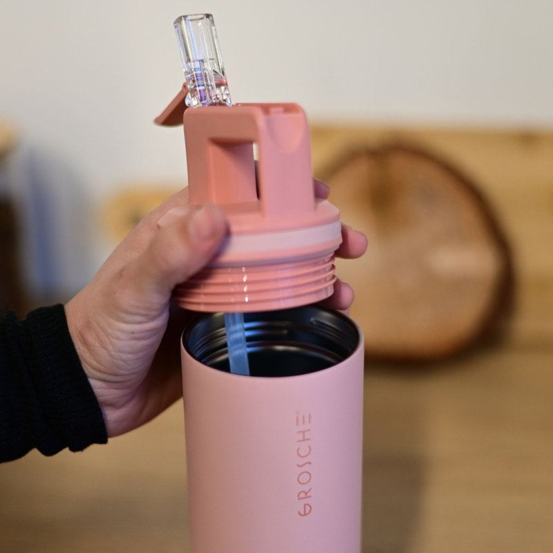 Bouteille d'eau en acier inoxydable à triple paroi Grosche (18/8), 20 oz, Rose