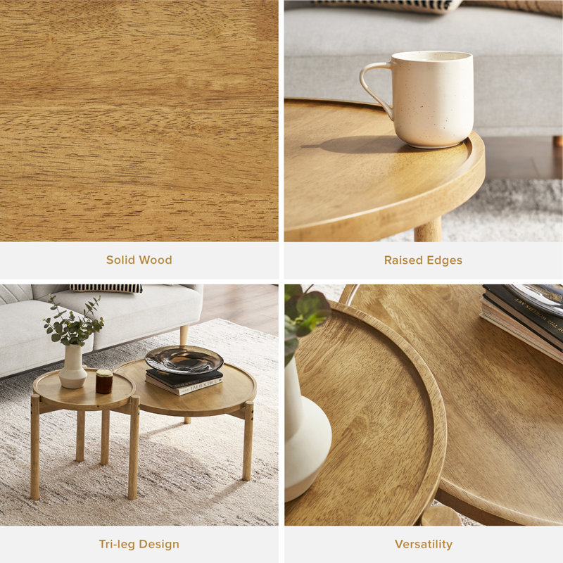 2 - Piece Solid Wood Living Room Table Set