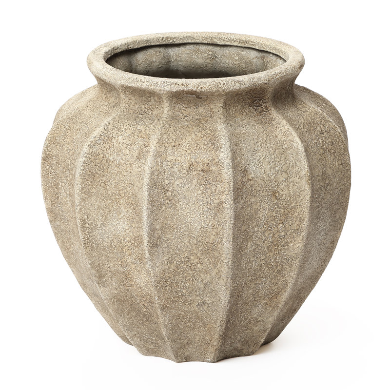 Rustic Stone-Finish 11.61'' Fluted Ceramic Vase