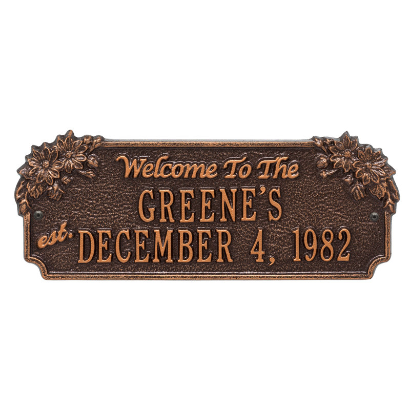 Daisey 3-Line Wall Address Plaque, Antique Copper, Yes