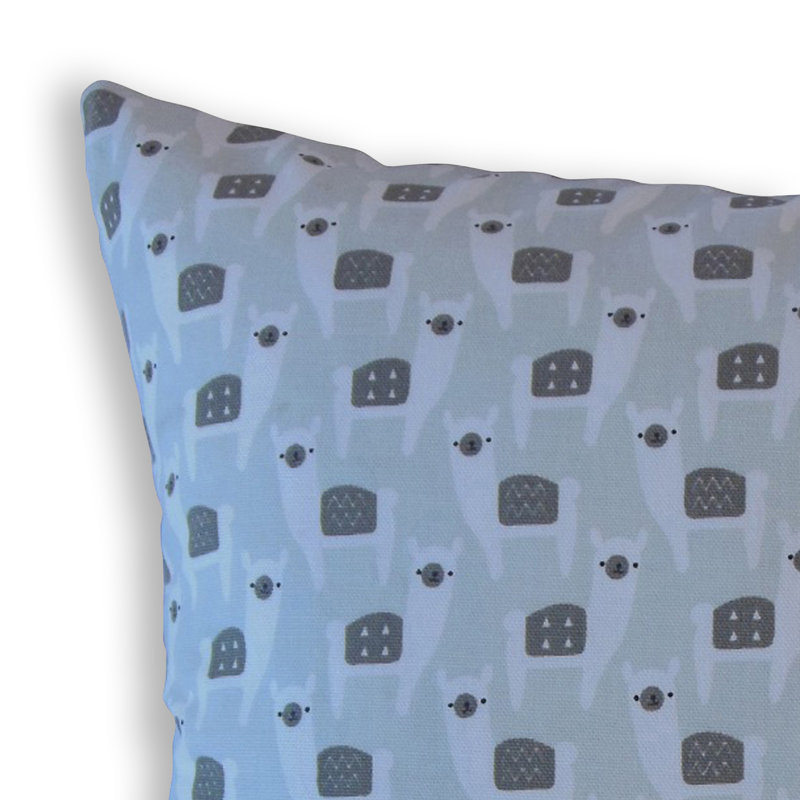 Coussin en coton Napua, 26 po x 26 po, Vert clair / Gris, Coussin décoratif