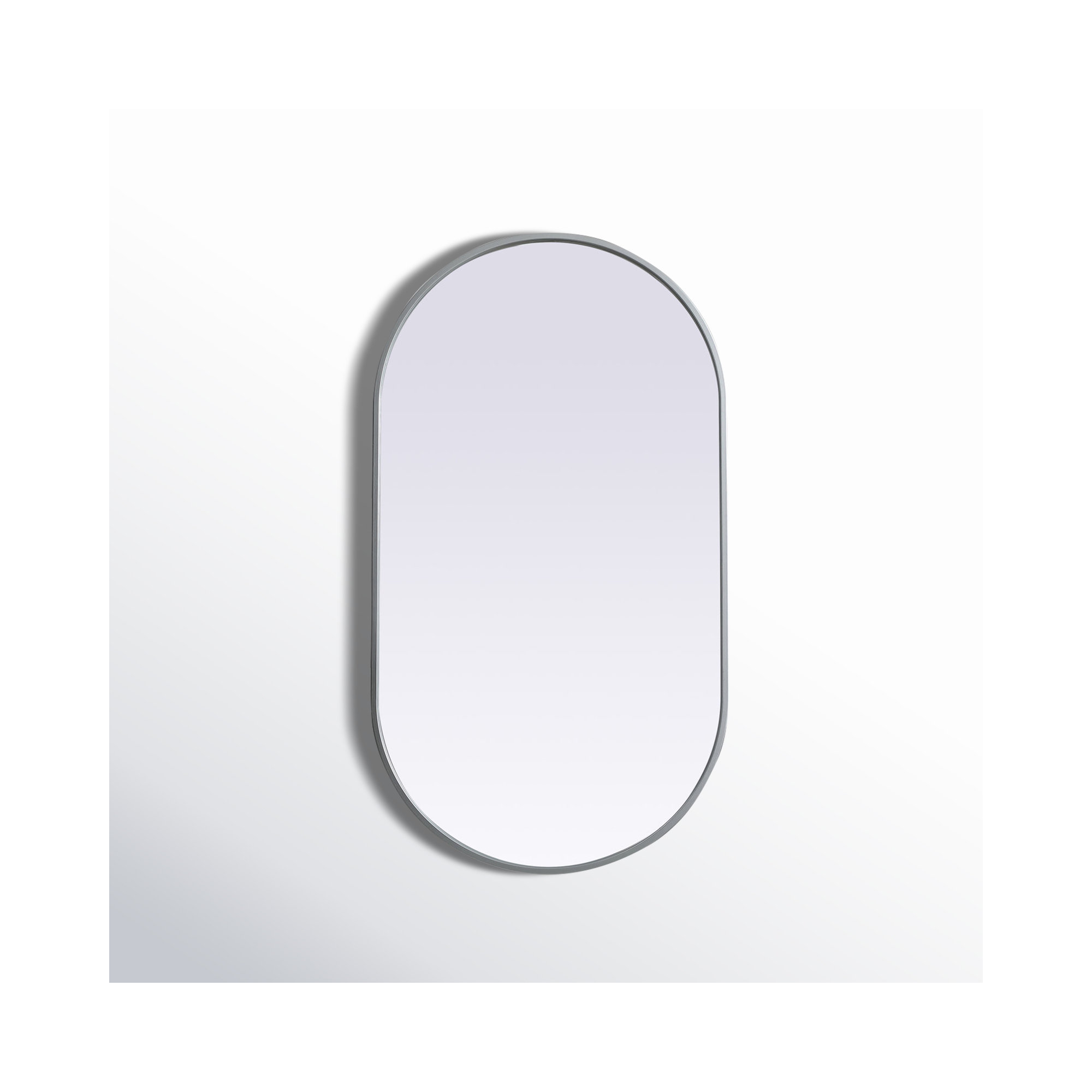 Sabine Metal Pill Wall Mirror, 36" x 20", Silver