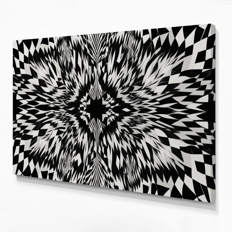 Art mural sur toile noire «Op Art 1», H 11 po x l 14 po