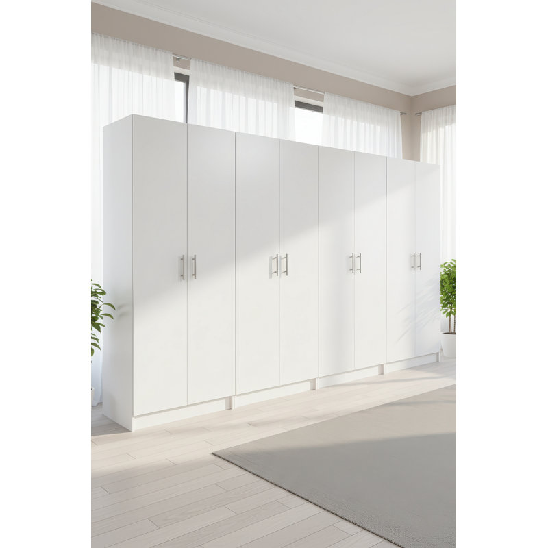 Armoire de rangement polyvalente blanche Modex (ensemble de 4 pièces), White
