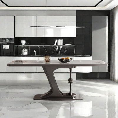 Light luxury modern rectangular dining table.