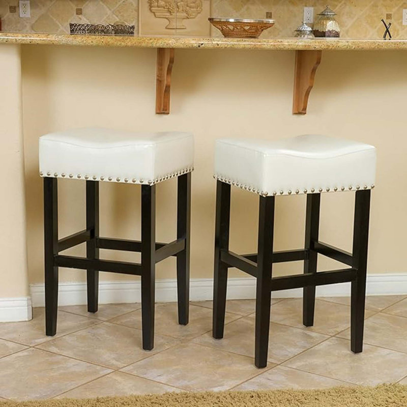 Tabouret de comptoir sans dossier, ensemble de 2, Blanc
