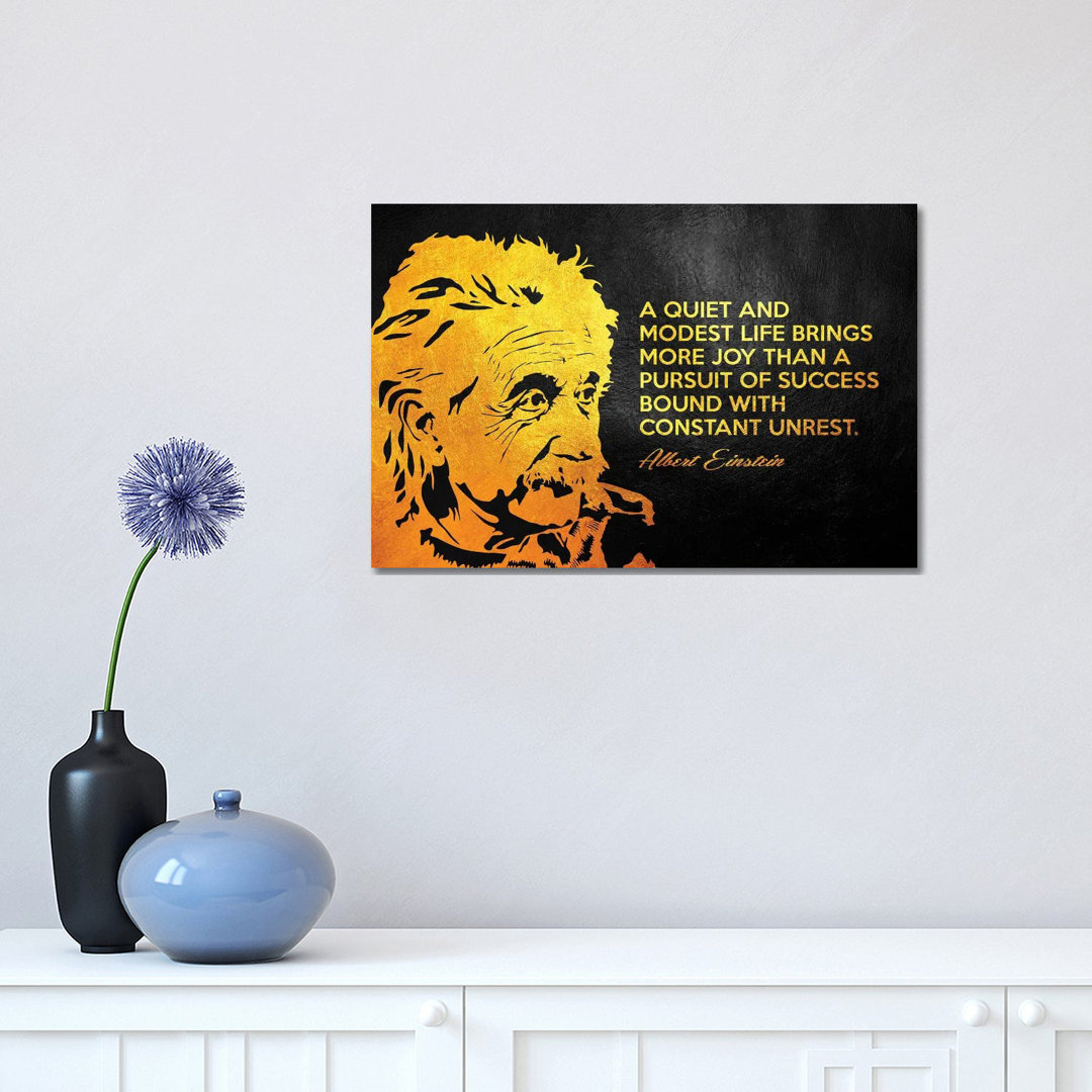 Albert Einstein Inspirational Quote by Adrian Baldovino - Wrapped Canvas Print