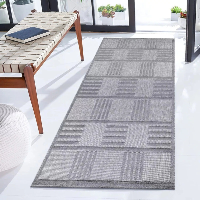 Modern Non-Slip Area Rugs – Grey – Living Room, Hallway Runner, Kitchen & Door Mat – Multiple Sizes, Rectangle 60cm x 110cm