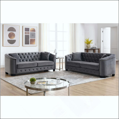 Canapé luxueux en velours 3 + 3 places, parfait pour des sièges élégants et confortables