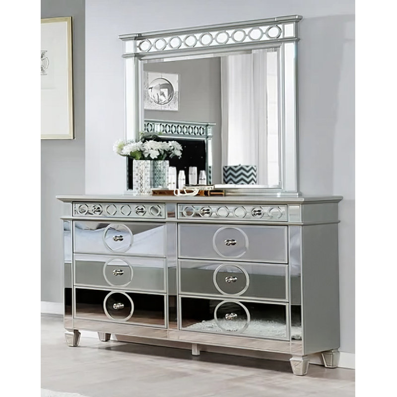 Ensemble de chambre à coucher bleue 4 pièces Iskander, Grand, Gris / argent