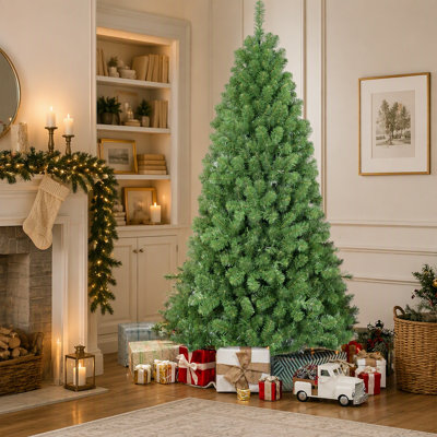Sapin de Noël de 2,4 m avec fil à mémoire de forme, 1430 branches articulées en PVC, montage facile pour la décoration intérieure des fêtes