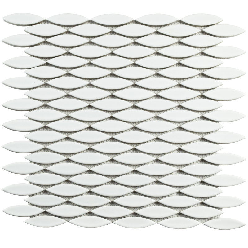 Pescado 1" x 2" Porcelain Novelty Mosaic Wall & Floor Tile, Glossy Blanco