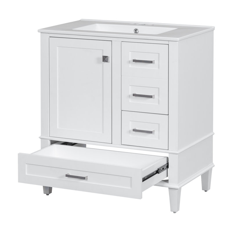 Meuble-lavabo multifonctionnel avec portes et tiroir 30 po
