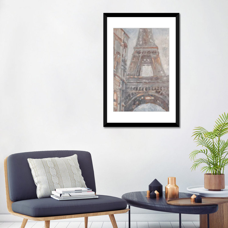 « parisian aube i », impression sur toile, H 32 po x l 24 po x P 1 po, Papier avec cadre noir, Blanc