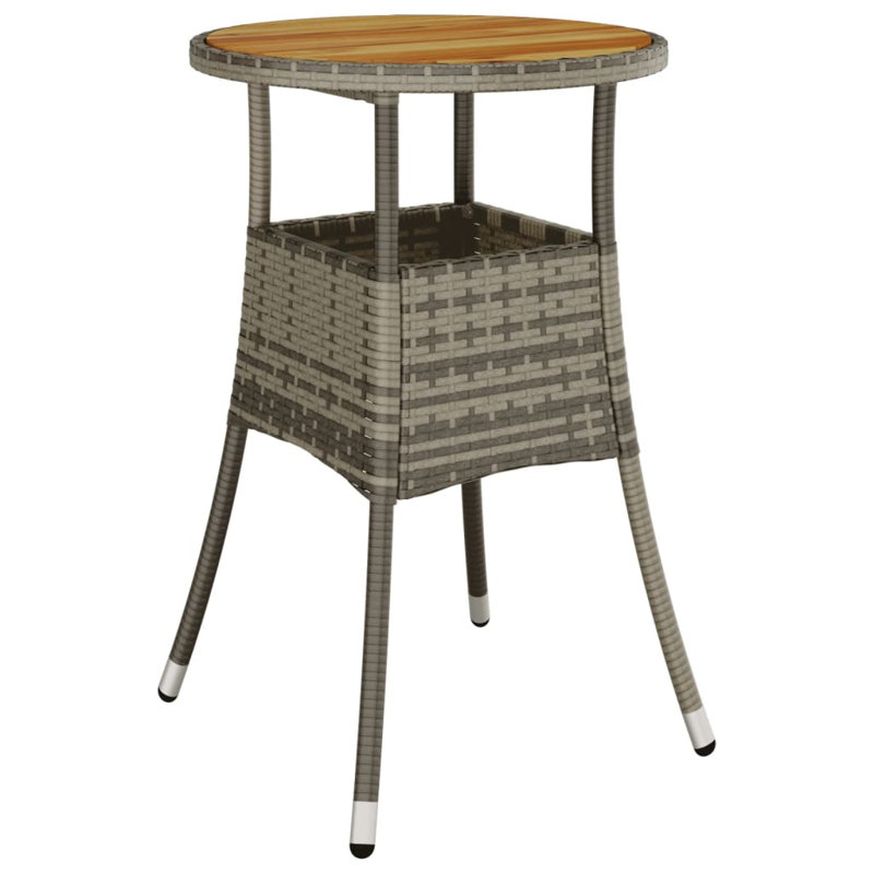 Garden Rattan/Steel/Wooden Dining Table, Grey, 75 x 60 x 60cm