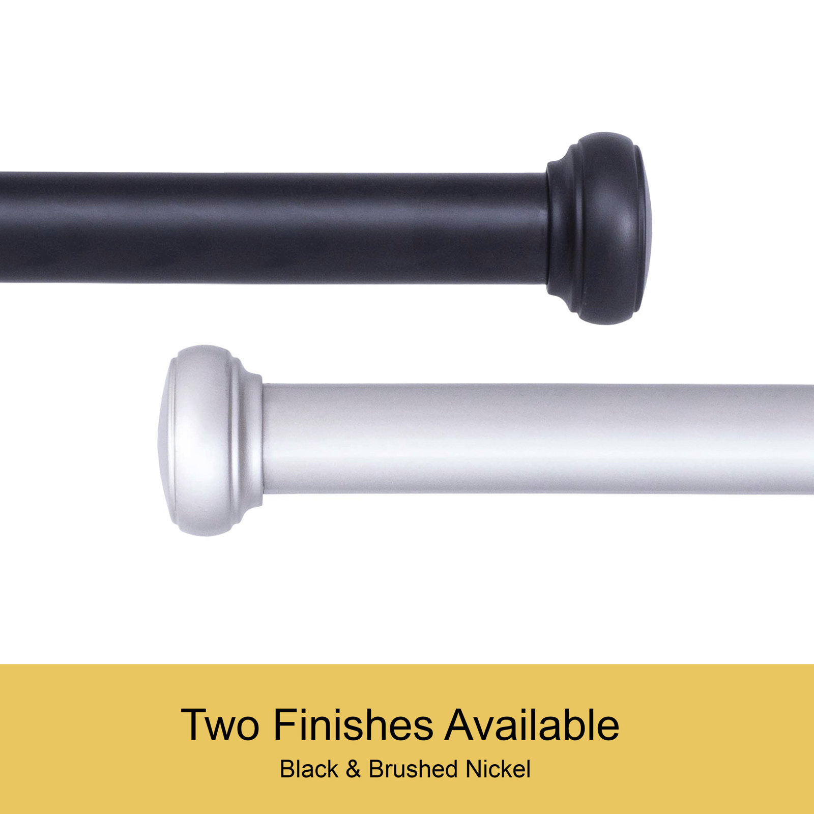 Tropez Adjustable 1" Single Curtain Rod, 37" - 72" , Brushed Nickel