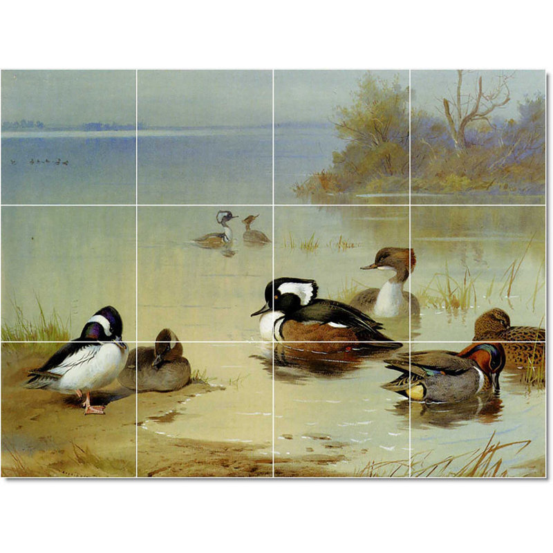 Carreau de céramique décorative 24 po x 18 po 6 po x 6 po, Peinture d'oiseau Archibald Thorburn W23195