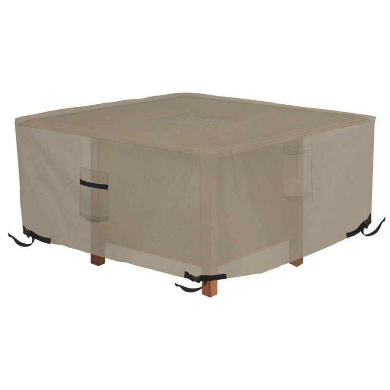 LAUREAN Heavy Duty Multipurpose Outdoor AEGEAN Rectangle FirePit Cover, Durable UV Resistant Patio Waterproof Cover, Beige