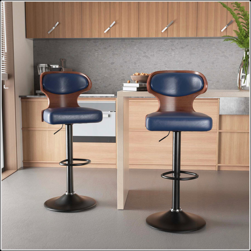 Tabourets de bar pivotants à hauteur réglable avec dossier et repose-pieds, revêtement en similicuir pour plus de confort et de style dans la cuisine ou le bar