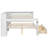Full Size Wood Platform Bed with Storage, Drawers, Desk & LED – Modern Bedroom Furniture with Upholstered Headboard, White & Beige