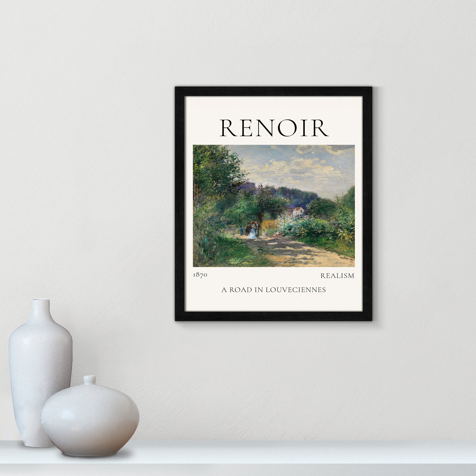 Rocchetto "A Road in Louveciennes" Print, Black Single Picture Frame, No, 19" H x 16" W x 0.75" D