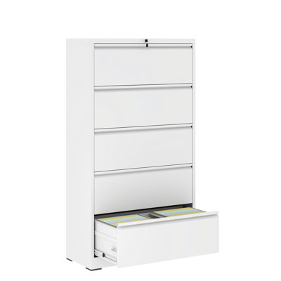 Office Storage Cabinet, Metal File Cabinet With 5 Drawers, Lockable Filing Cabinet For Home Office, Lateral Filing Cabinet For Storage