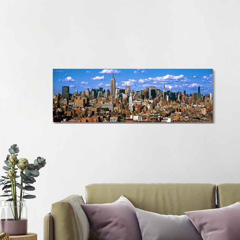 Aerial View Of A City, Midtown Manhattan, Manhattan - Wrapped Canvas Panoramic Print, 121.92 cm H x 40.64 cm W x 3.175 cm D