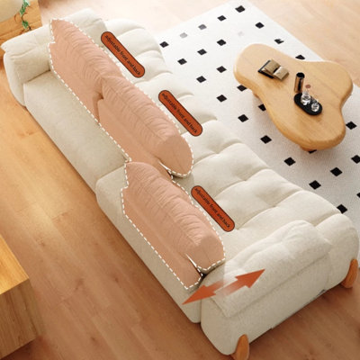 Adjustable 3-Seater Curved Linen Removable Sofa