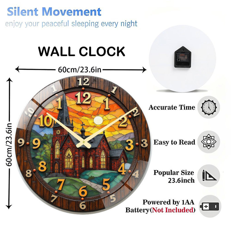 Horloge murale en verre teinté, horloge murale 24 po