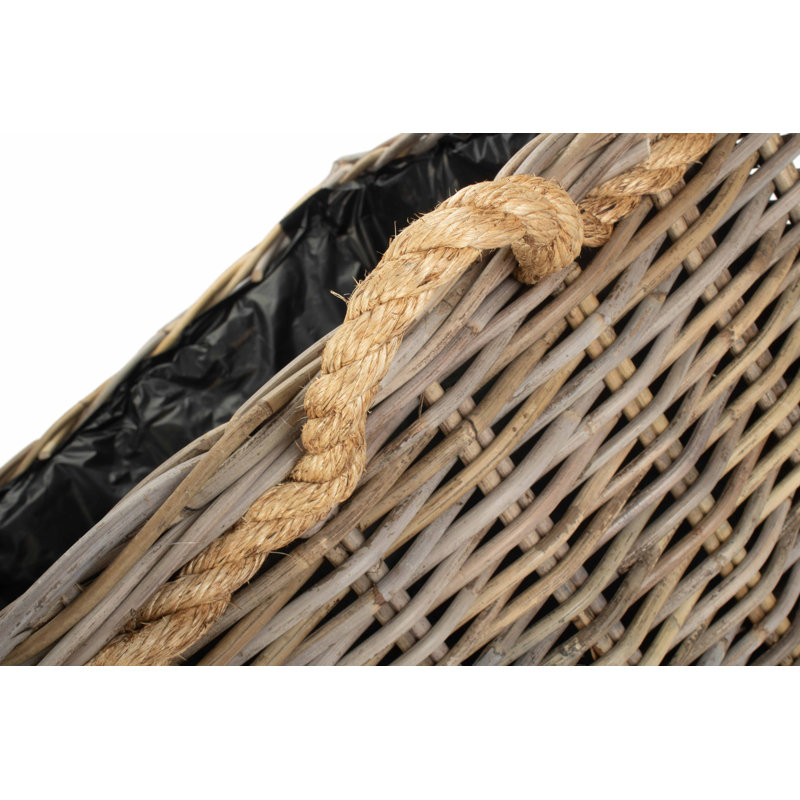  Wicker Tapered Rattan Planter with Lining, 45cm H x 54cm W x 54cm D