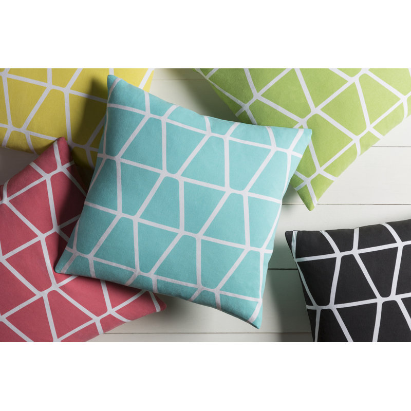 Ochoa Geometric Cotton Throw Pillow, 22" x 22, Hot Pink/Ivory, Down/Feather
