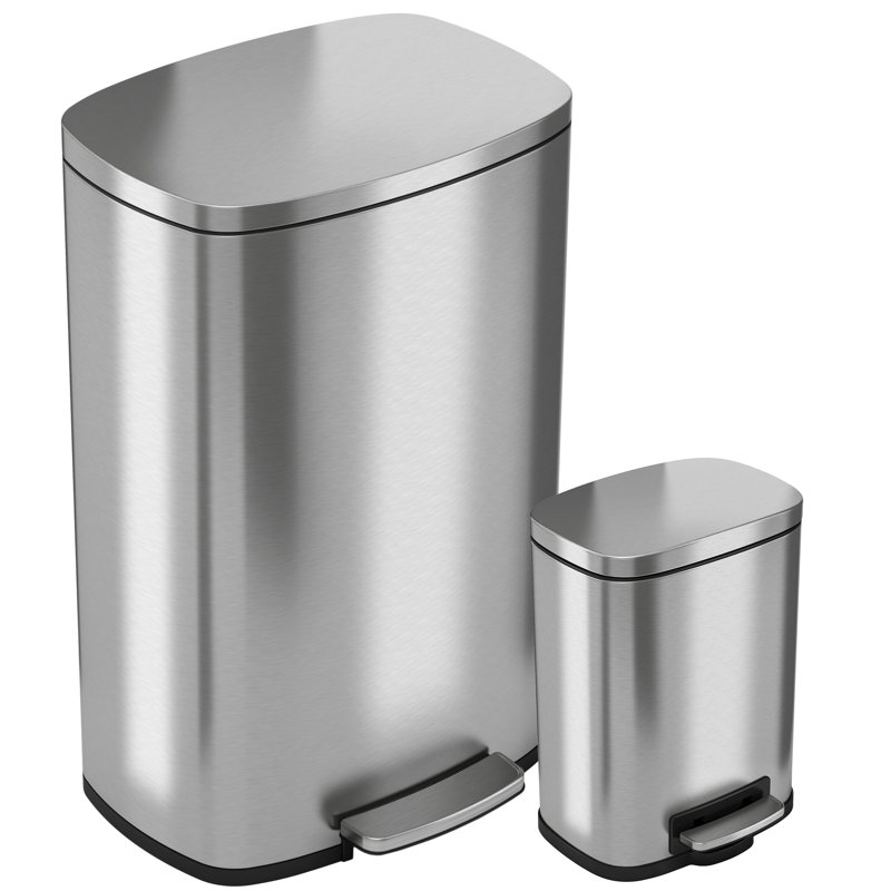 Ensemble de poubelle à pédale en acier inoxydable 13,2 gallons avec désodorisant SoftStep