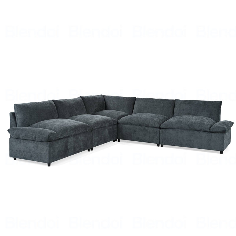 Canapé modulaire gris foncé modulaire avec revêtement en polyester durable, coussins moelleux, compartiments de rangement cachés et conception polyvalente pour le salon, le salon ou le bureau