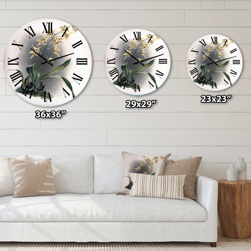 Orchidée rétro - horloge murale traditionnelle, Grand