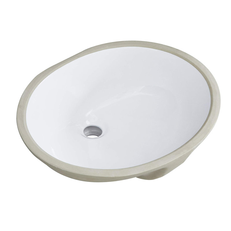 White Oval Undermount Bathroom Sink With Overflow