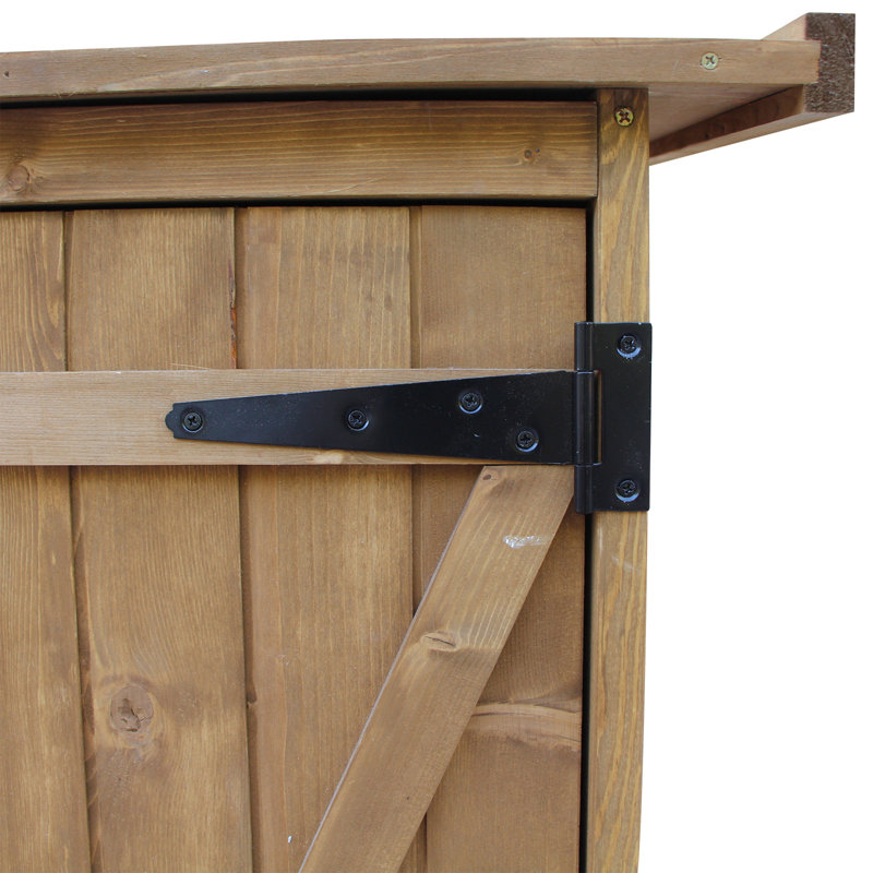 Natural Fir Wood Outdoor Storage Cabinet with Shelves and Lockable Doors