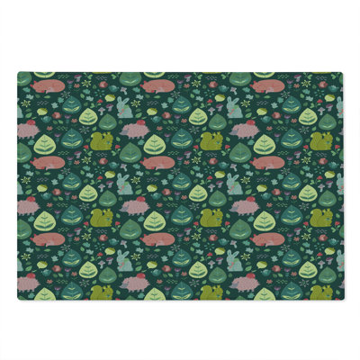 Ambesonne Forest Friends Cutting Board Large Size Bunny Fox Squirrel Multicolor