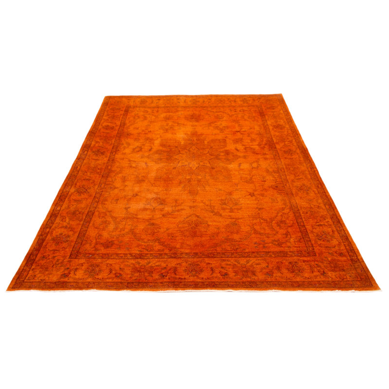 Tapis orange noué à la main de conception unique 8 pi 9 po x 12 pi 4 po