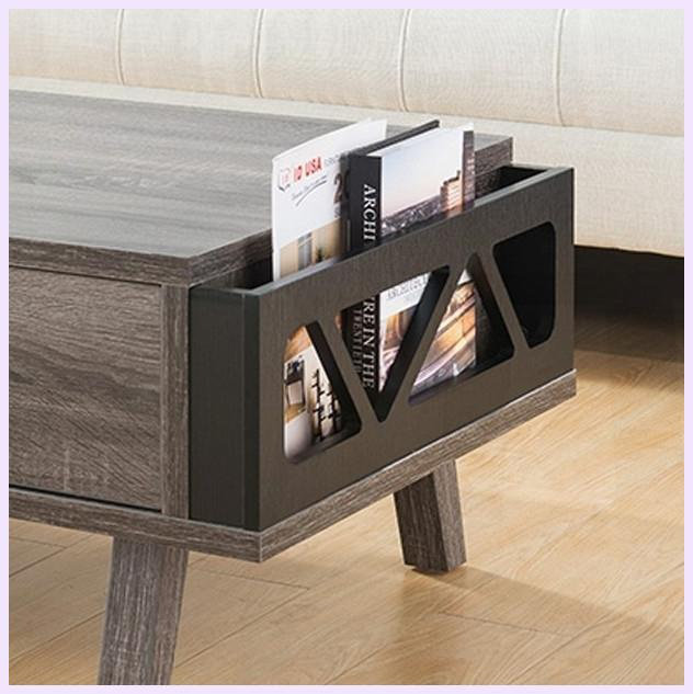 Table basse de salon antique en bois - Tiroirs double face, rangement latéral, conception peu encombrante