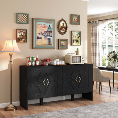 60" Mid-Century Modern Sideboard Buffet Cabinet With Storage & Adjustable Shelves