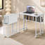 Bureau d'ordinateur pliant blanc portable avec pochette de rangement et tablette; un bureau roulant conçu pour les bureaux à domicile dans des espaces de vie compacts.
