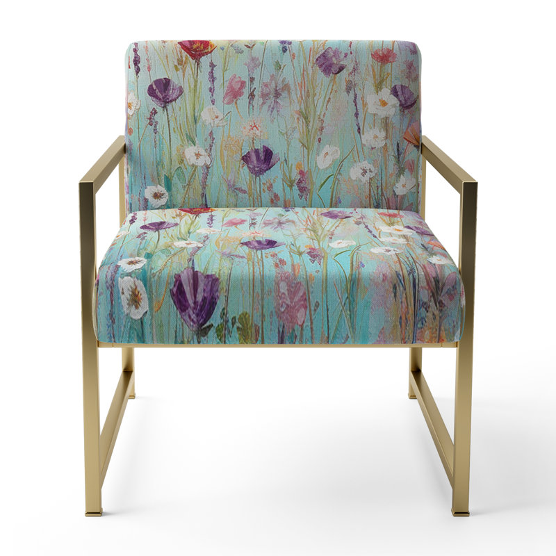Chaise d'appoint rembourrée Wild Flowers Meadows II, Doré