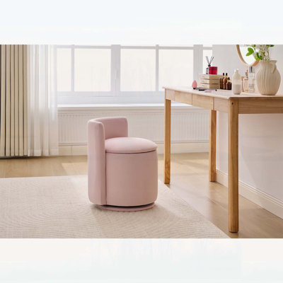 Fauteuil d'appoint pivotant en velours avec dossier incurvé et rangement, parfait pour le confort et le style dans les espaces de vie modernes