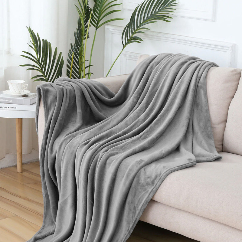 Carsonhill Reversible Mink Faux Fur Plush Fleece Throw/ Blanket, Silver, W150 x L200cm