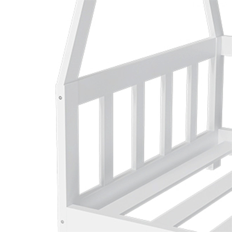 Lit peu encombrant, cadre de lit au sol, lit en bois avec garde-corps
