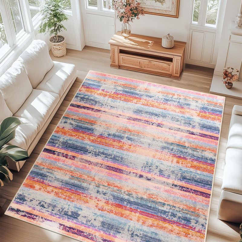 Tapis moderne lavable à l'intérieur avec tapis abstrait moderne antidérapant doux pour tapis, Rectangle 6 pi x 9 pi