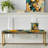 Floral Upholstered Gold Bench-130008558