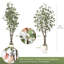 Grand arbre d'eucalyptus artificiel de 5 pi / 6 pi / 7 pi, grande plante de plancher en soie artificielle avec jardinière blanche pour le salon, le bureau et l'entrée-133343466
